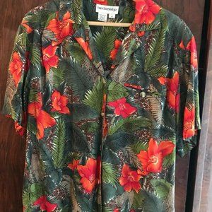 Colorful Breckenridge Hawaiian Shirt, Size 8; Red and Green Floral